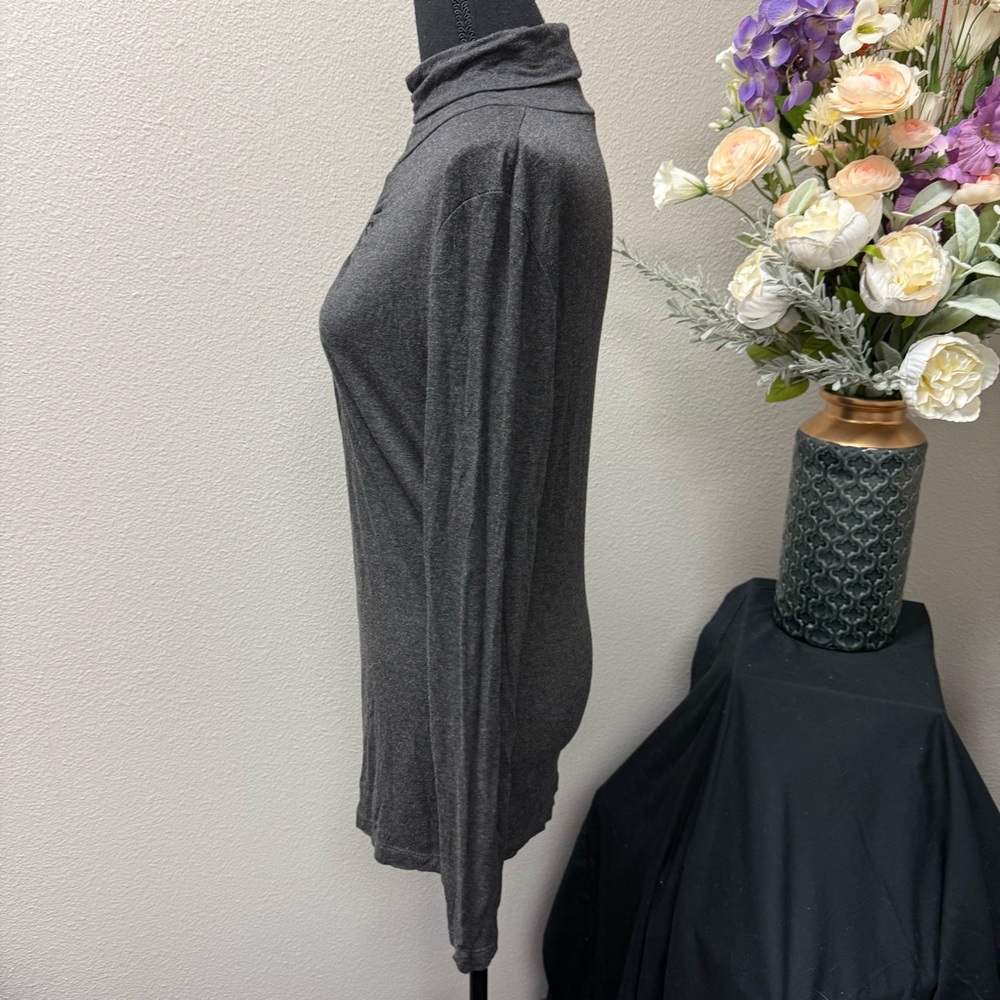 Spense Charcoal Gray Long Sleeve Keyhole Mock Neck Top | Women’s Size M - Picture 3 of 7